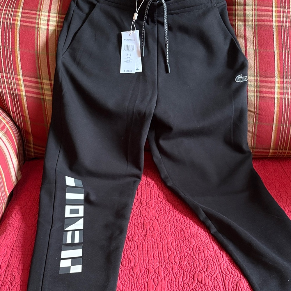 Lacoste Black Joggers with Logo Detail